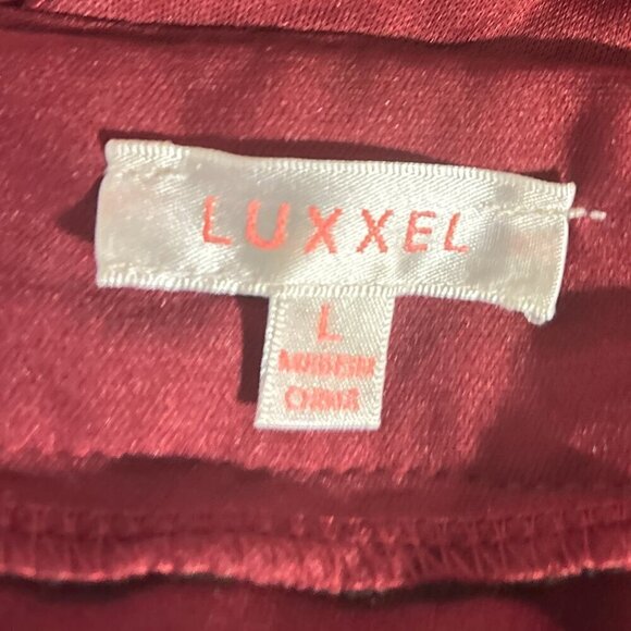 Luxxel SZ L Wine Tulle Sequin Bust Formal Gown Prom Black Tie Bridesmaid Sexy - Picture 10 of 14